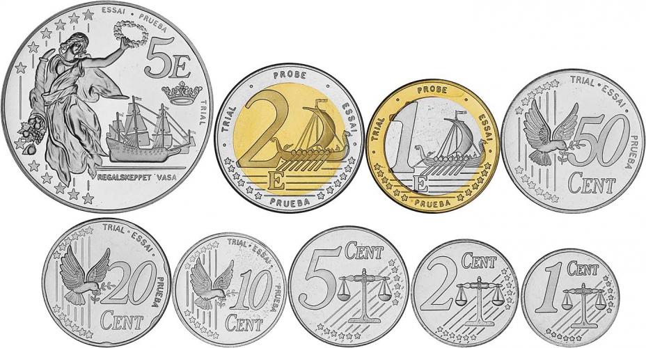 2003 Sweden Silver Proof 9 Euro Coin Pattern Set